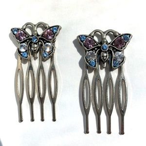 Bejewelled butterfly hair pins (set of 4)